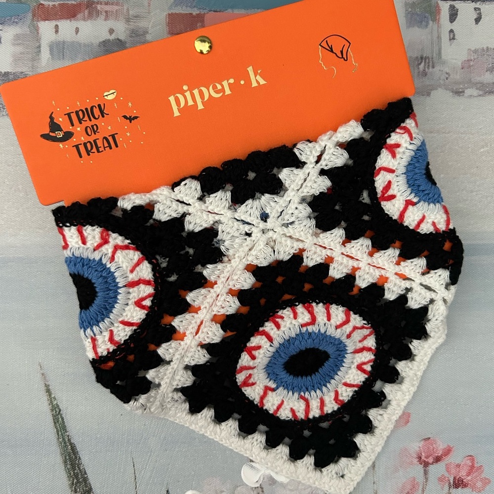 Halloween Bandana Crochet Hair Scarf Handkerchief by Piper k. Eyeball 👻🎃